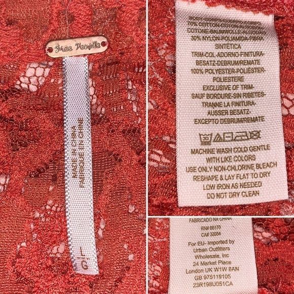 Free People Burnt Orange Lace Tank with Pink Satin Stripes - Picture 8 of 8